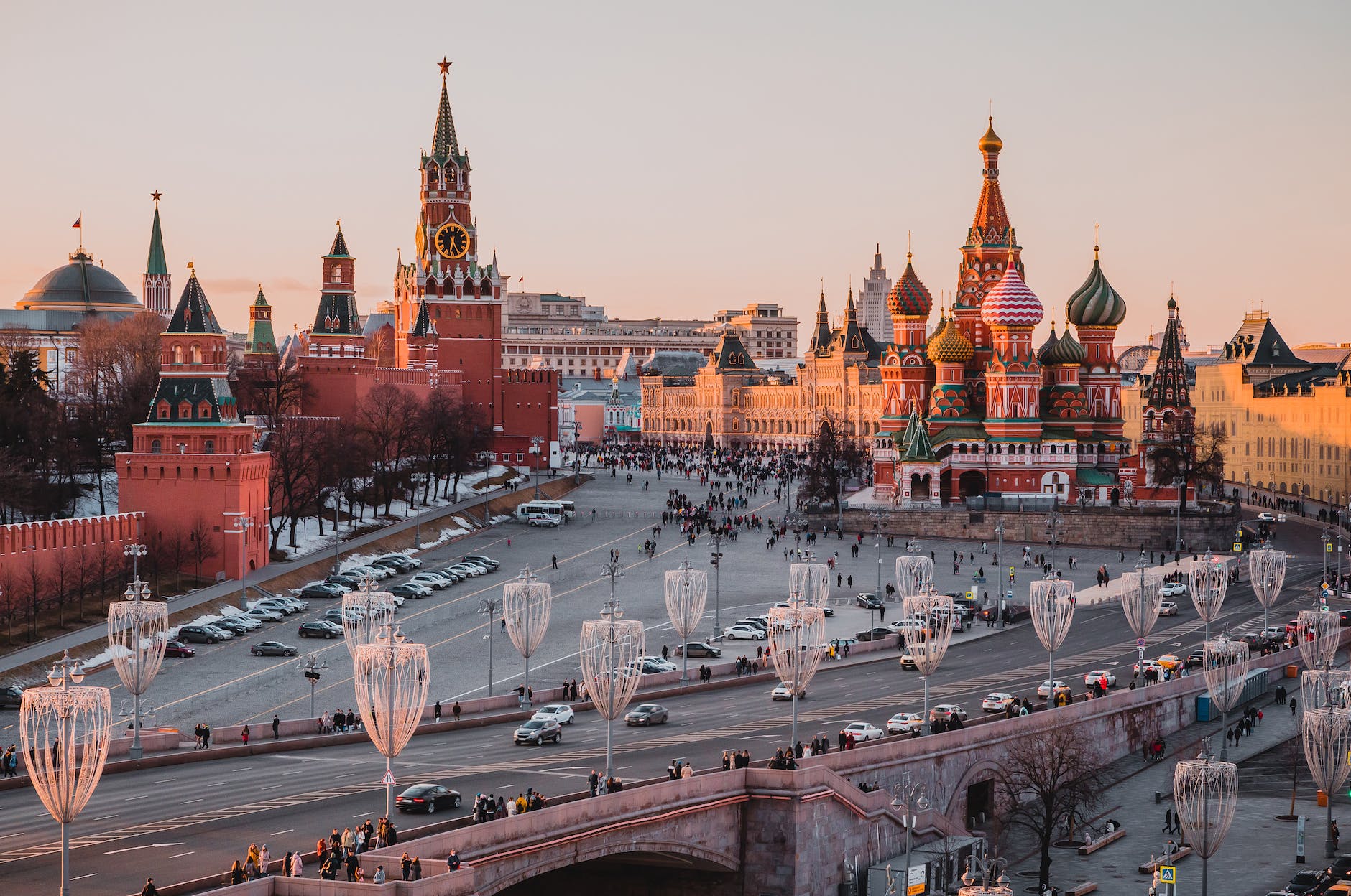 cityscape of moscow with the view of traditional cathedrals